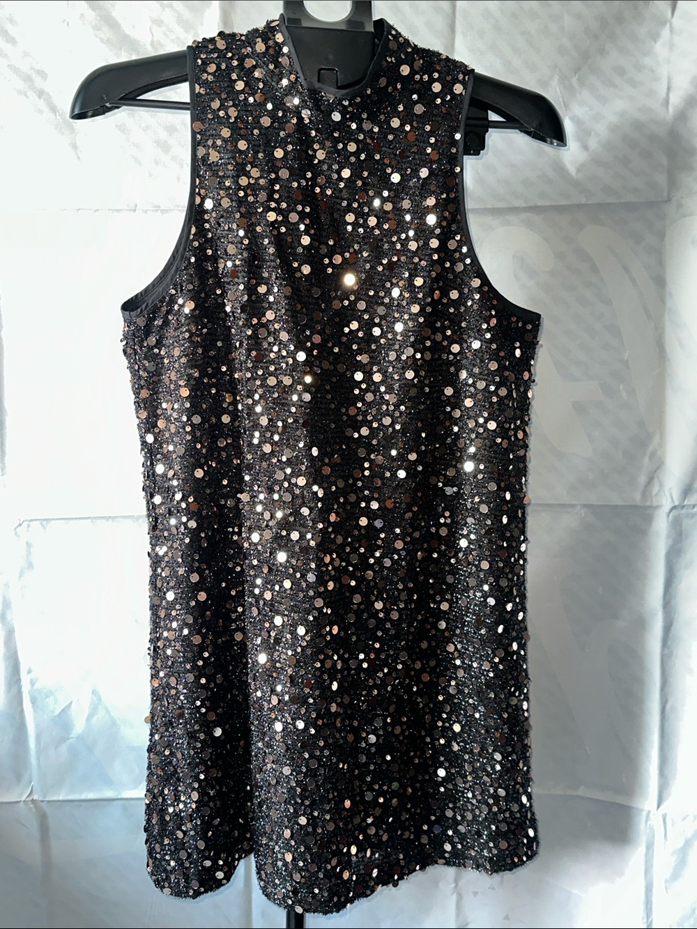 VENUS Black Sequin Sleeveless A-Line Party Dress